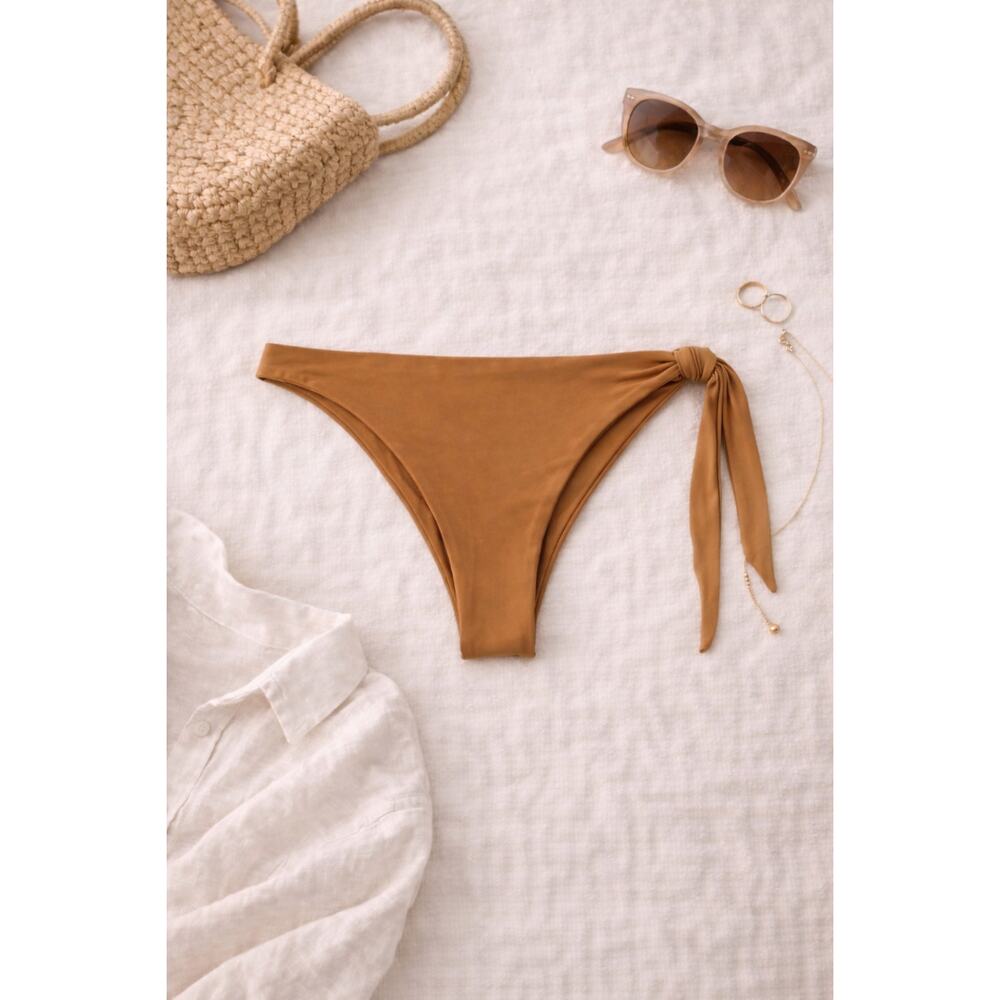NWT Revolve x Stone Fox Swim Women's June Bikini Bottom Sandstone Side Tie SZ XS